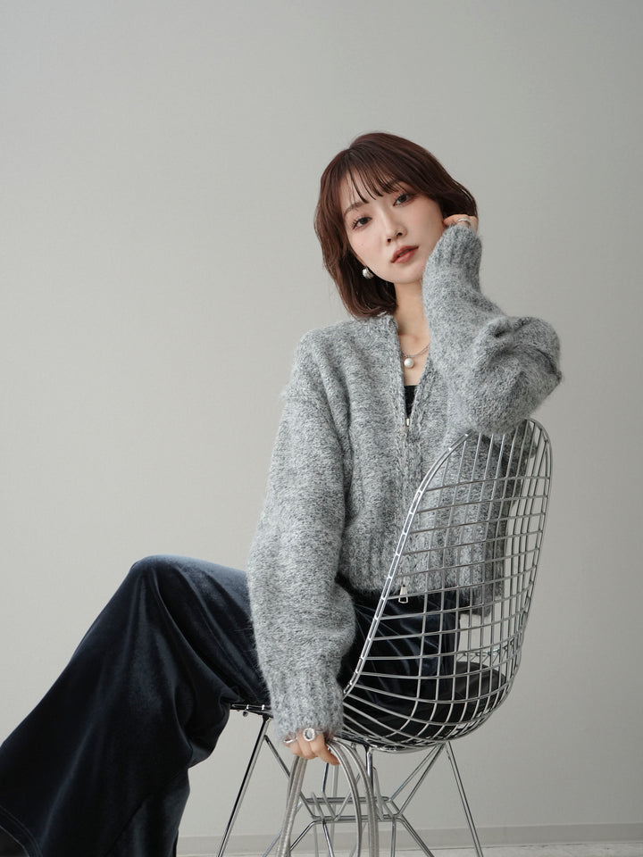 [SET]ミックスヤーンダブルZIPニットカーディガン+ミックスヤーンダブルZIPニットカーディガン(2set)