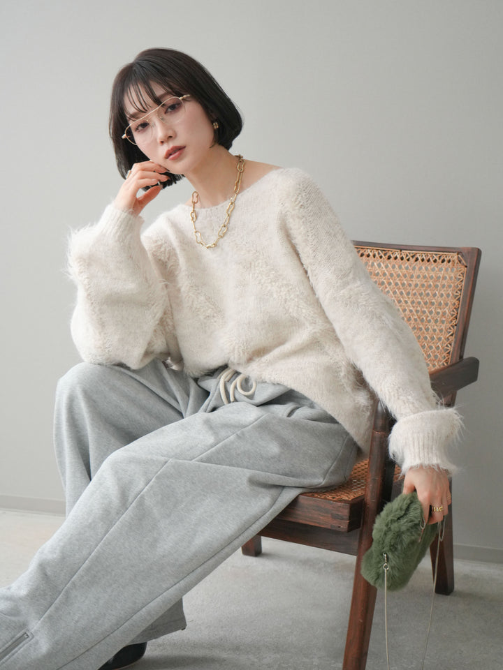 [SET]シャギーデザインニットプルオーバー+シャギーデザインニットプルオーバー(2set)