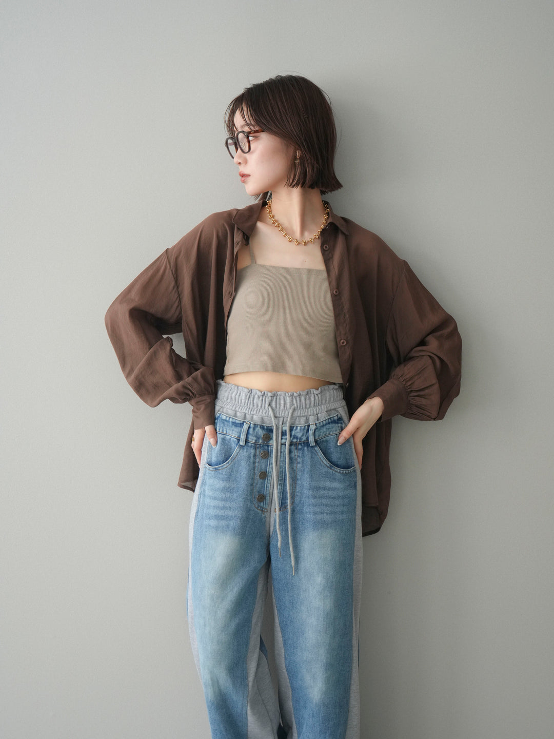 [予約]シアーポプリンシャツ/brown