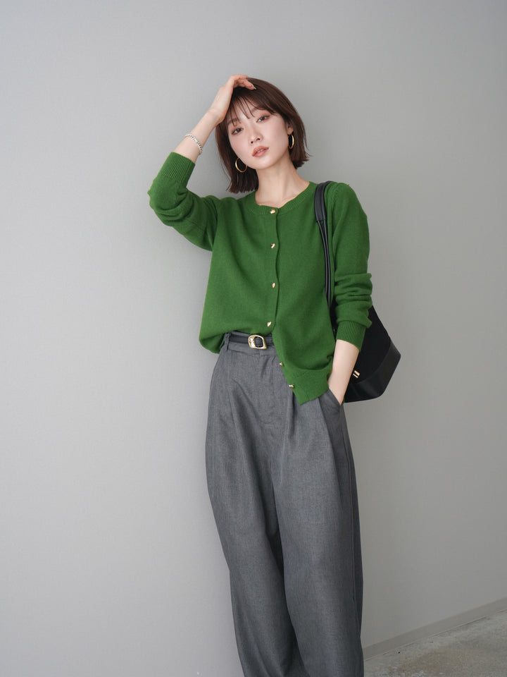 [予約]ハートボタンニットカーディガン/green