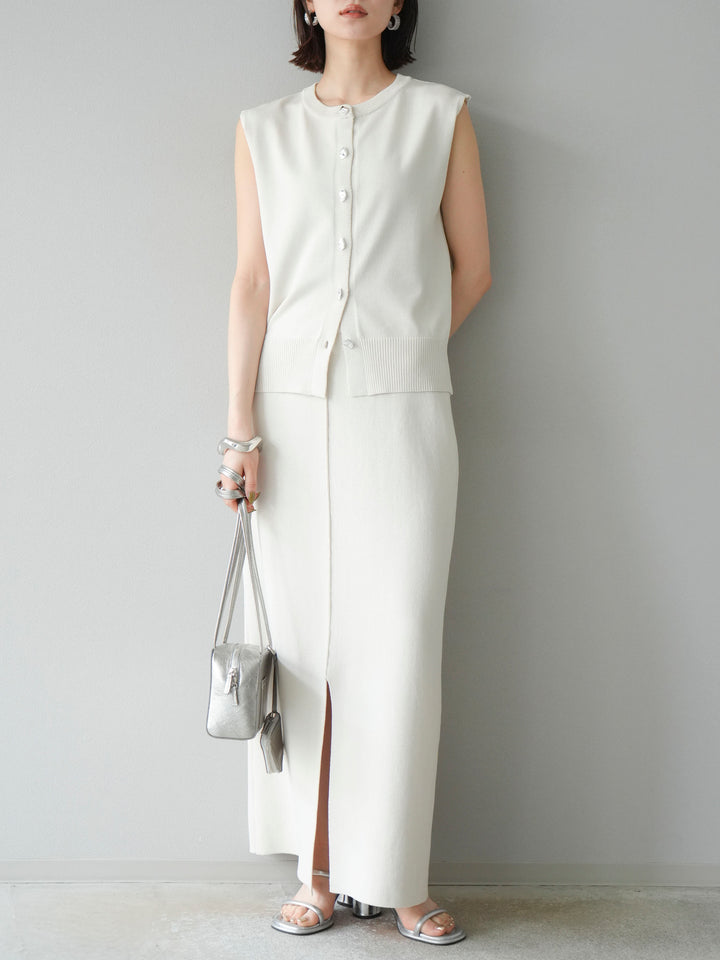 [予約]レーヨンポリIラインニットスカート/アイボリー