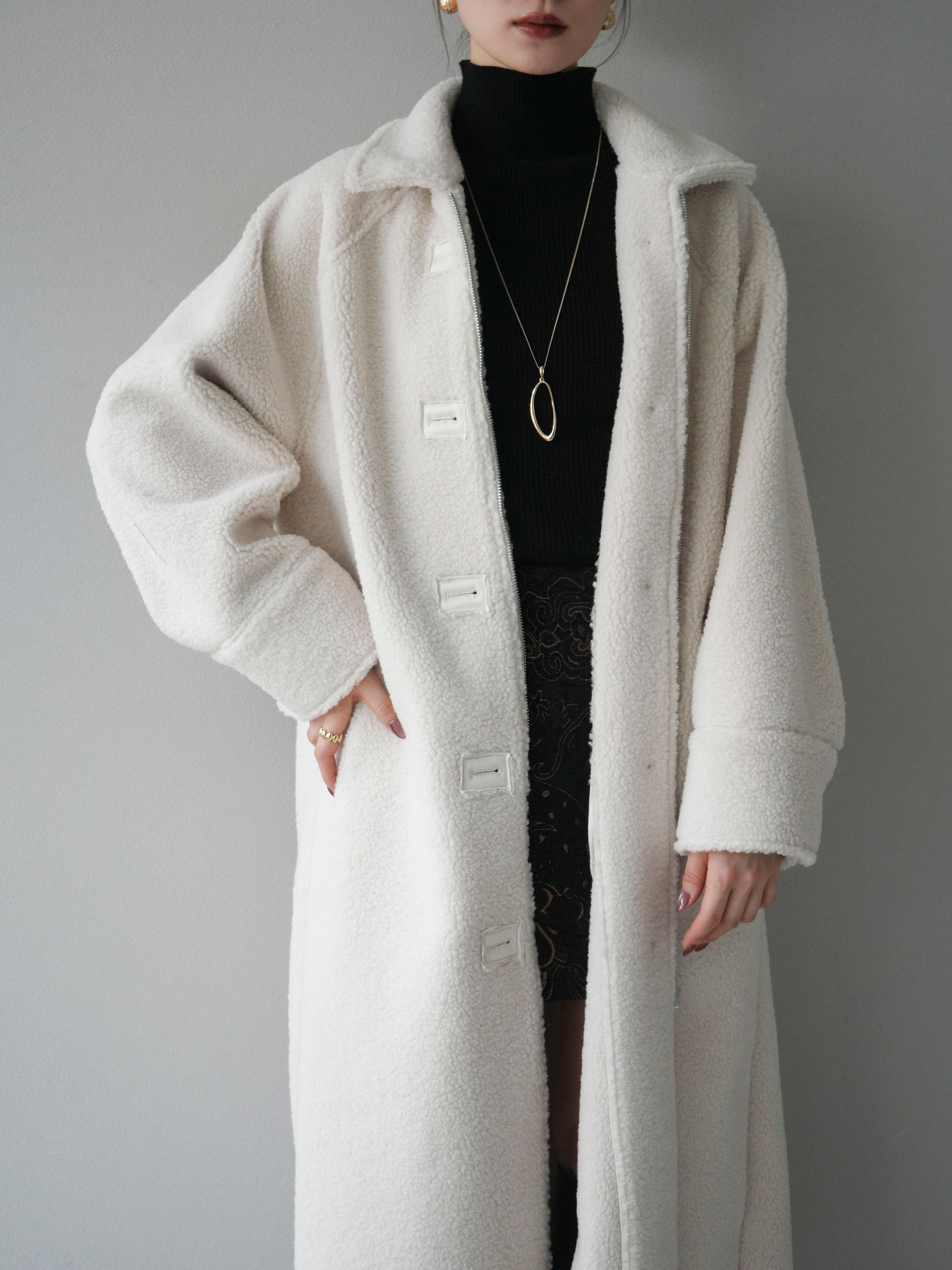 予約]ボアxムートンロングコート/ivory – Lumier