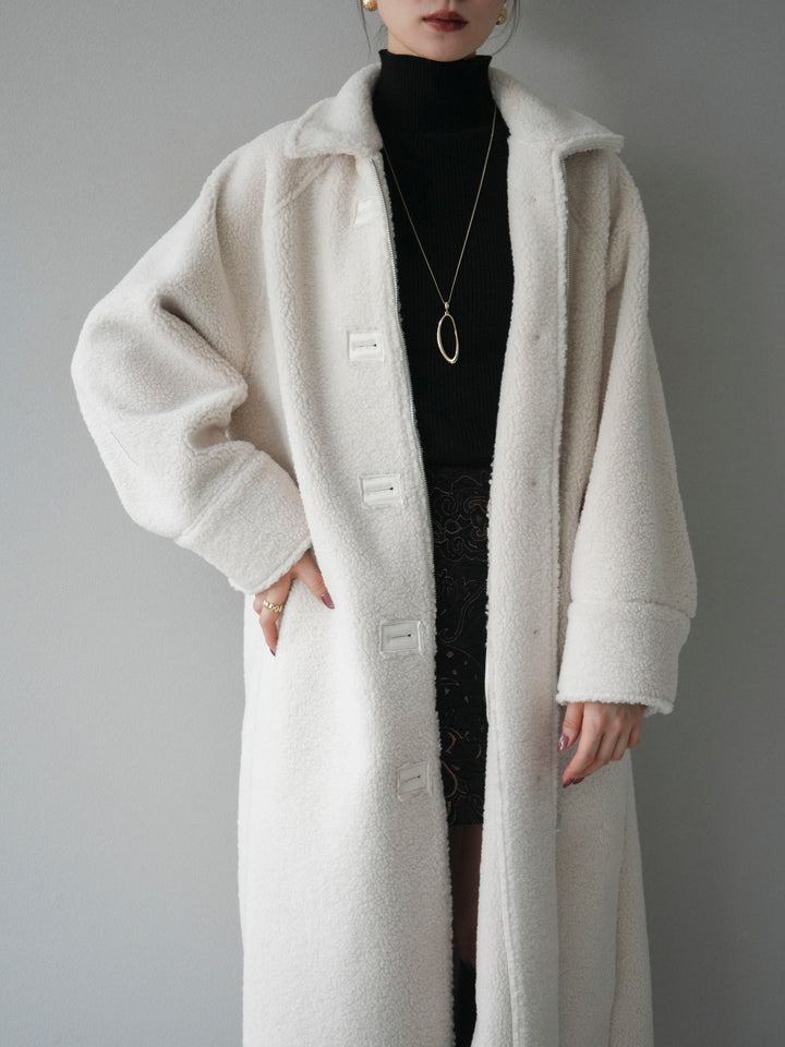 [予約]ボアxムートンロングコート/ivory