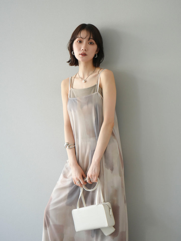 [SET]水彩アートシアーキャミワンピース+水彩アートイージーパンツ(2set)