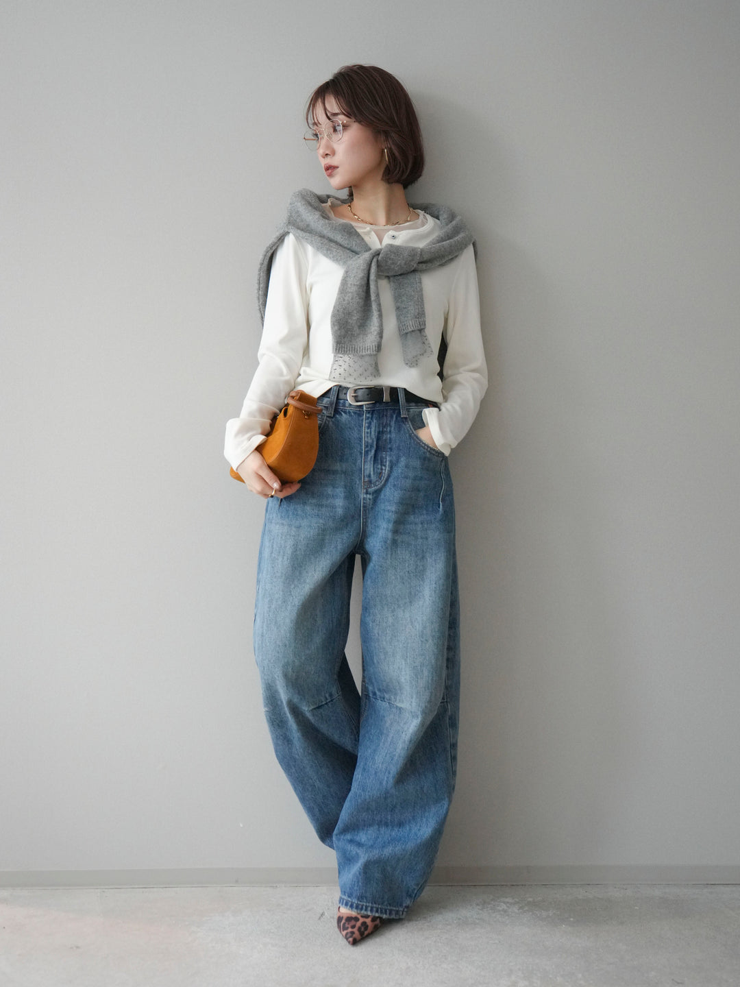 [予約]チュールレイヤードヘンリーネックカットソー/ivory