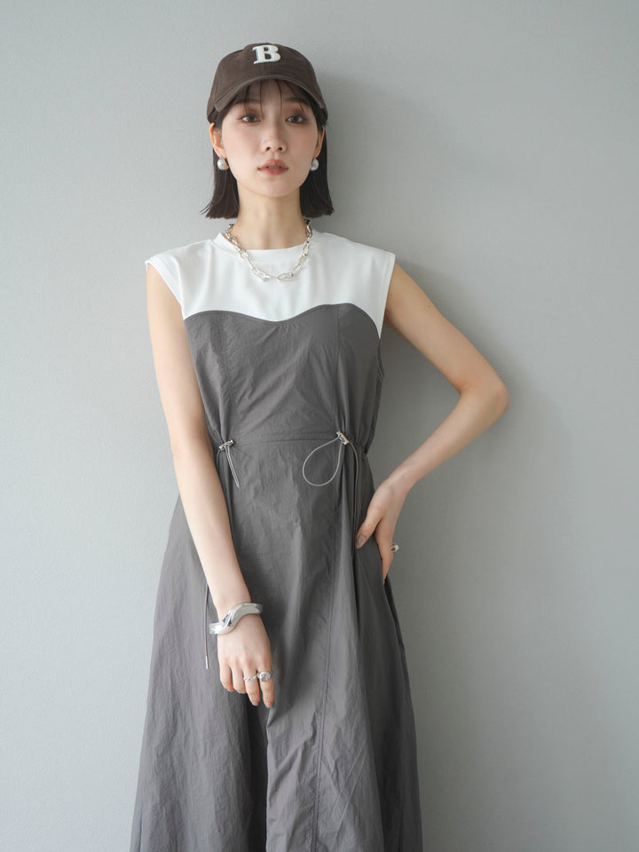 [SET] 剪裁對接尼龍洋裝 + 可選飾品套裝 (2 套)