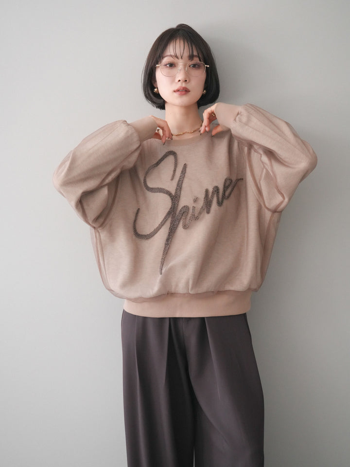 [予約]チュールレイヤードロゴスエットプルオーバー/beige