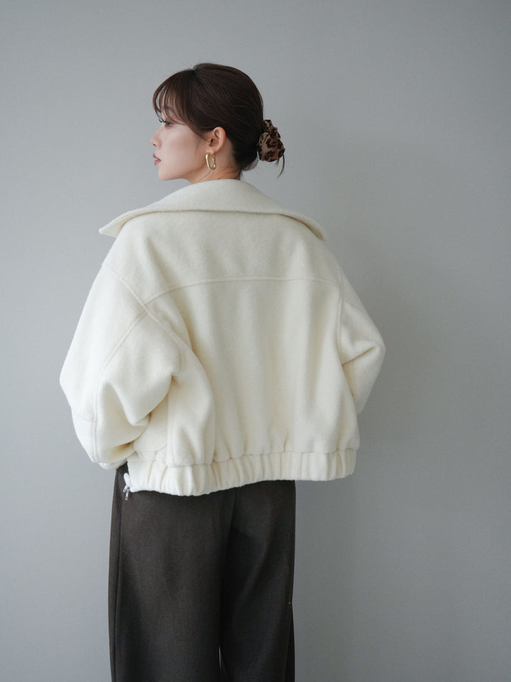 [SET]ウールライクフライトジャケット+シュシュ付きアンゴラタッチVネックニットプルオーバー(2set)