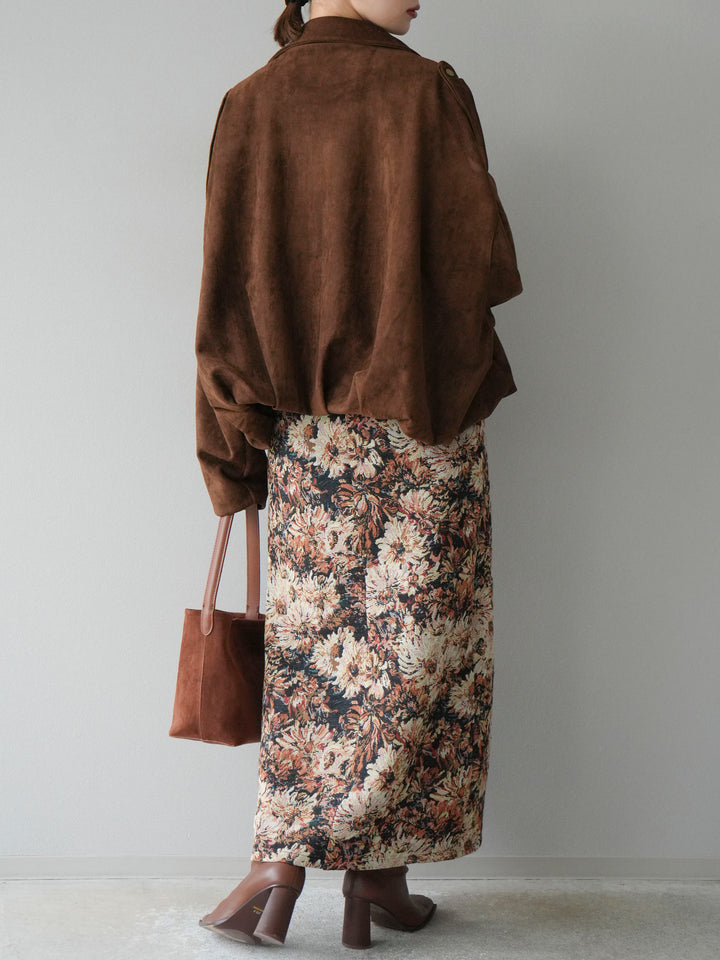 [SET]スウェードオーバーブルゾン+ゴブランフロントジップタイトスカート(2set)