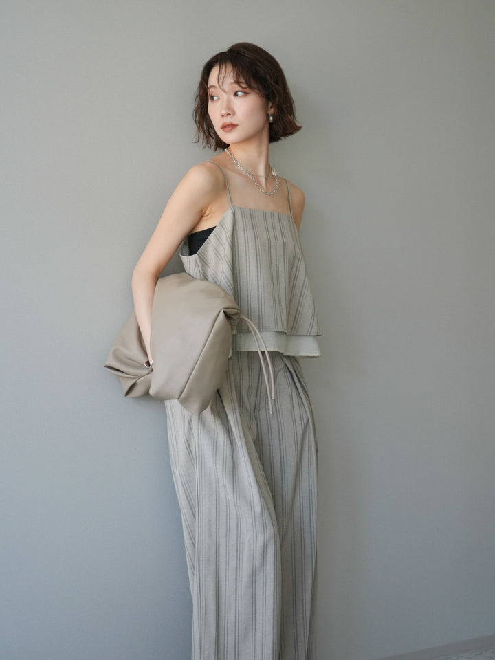 [SET]ピンストライプレイヤードキャミソール+ピンストライプタックワイドパンツ(2set)