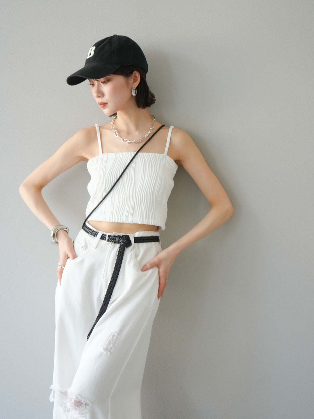 [SET]ウェーブパイピングカップ付ベアキャミソール+ウェーブパイピングカップ付ベアキャミソール(2set)