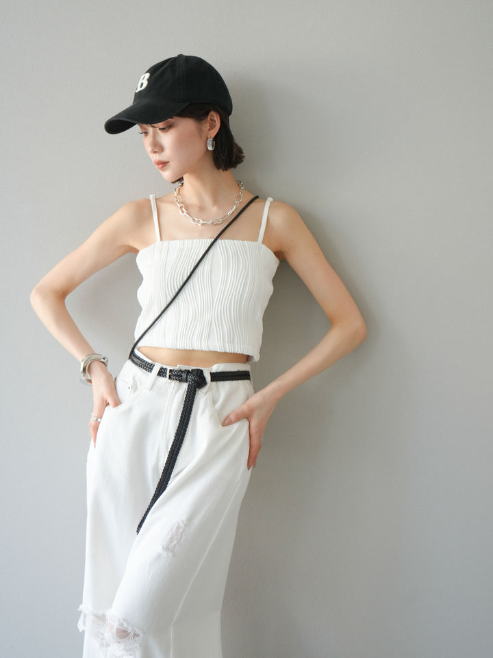 [SET]ウェーブパイピングカップ付ベアキャミソール+ウェーブパイピングカップ付ベアキャミソール(2set)