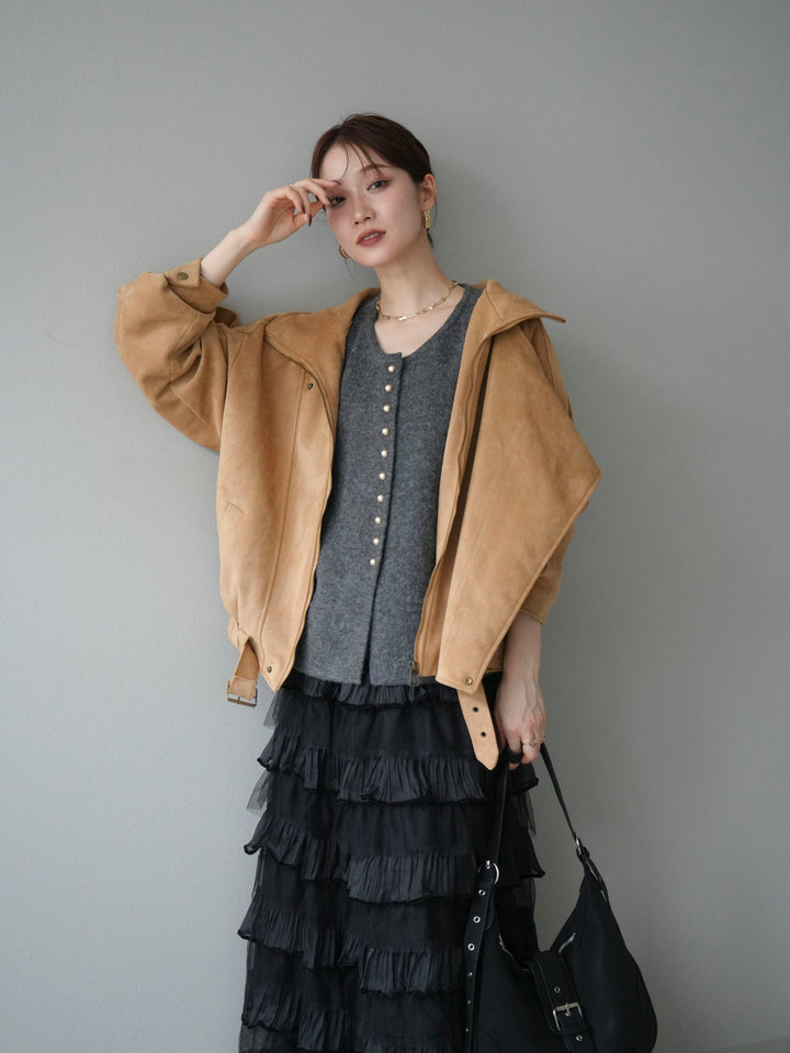 [予約]スエードライダースジャケット/ベージュ