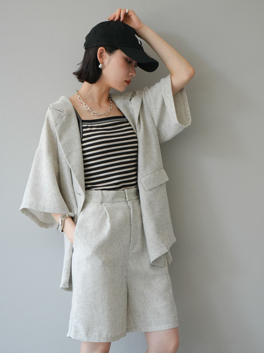 [SET]サマーツイードハーフジャケット+サマーツイードハーフパンツ(2set)