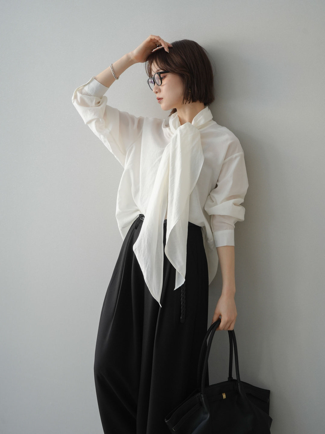 [SET]シアーボウタイブラウス+シアーボウタイブラウス(2set)