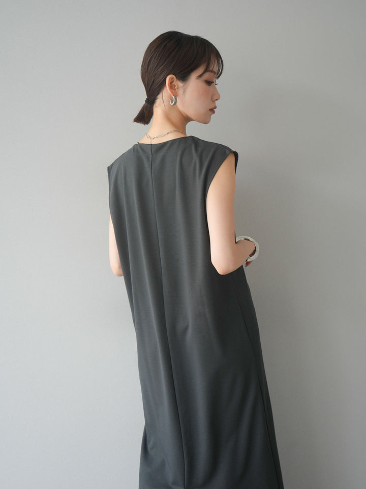 [予約]ライトポンチコード刺繍ワンピース/チャコール
