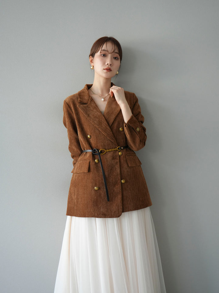 [SET]ベロアダブルジャケット+チュールボリュームスカート(2set)