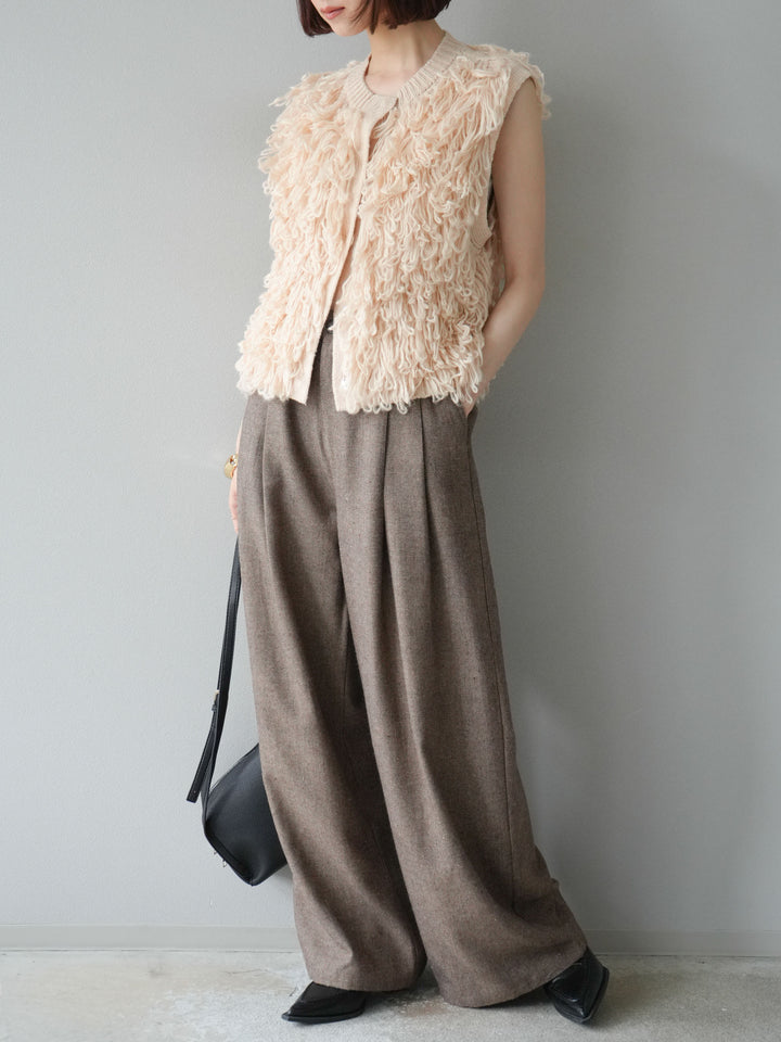 [予約]前開きループニットベスト/アイボリー