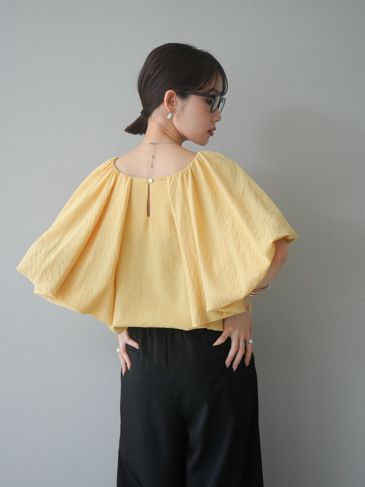 [SET] 燈籠袖褶襉設計上衣 + 拉鍊褶襉寬褲 (2 套)