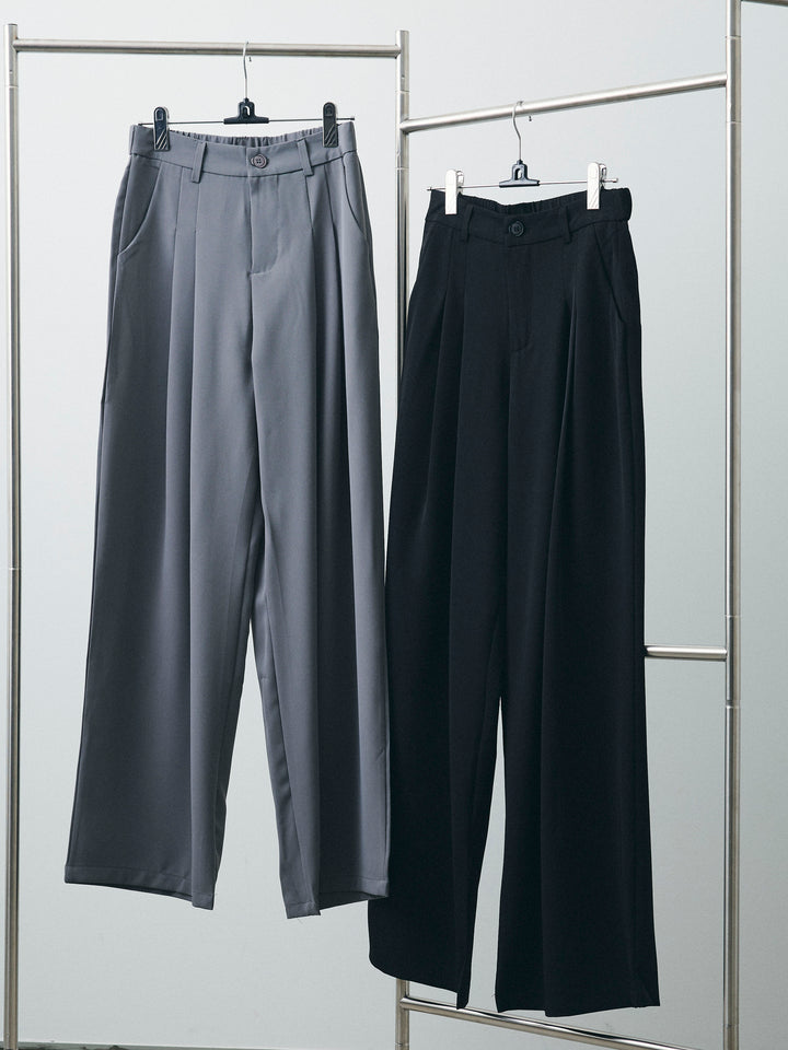 [SET]シアー切替テーラードジャケット+リネンライクカシュクールデザインビスチェ+2タックワイドパンツ(3set)