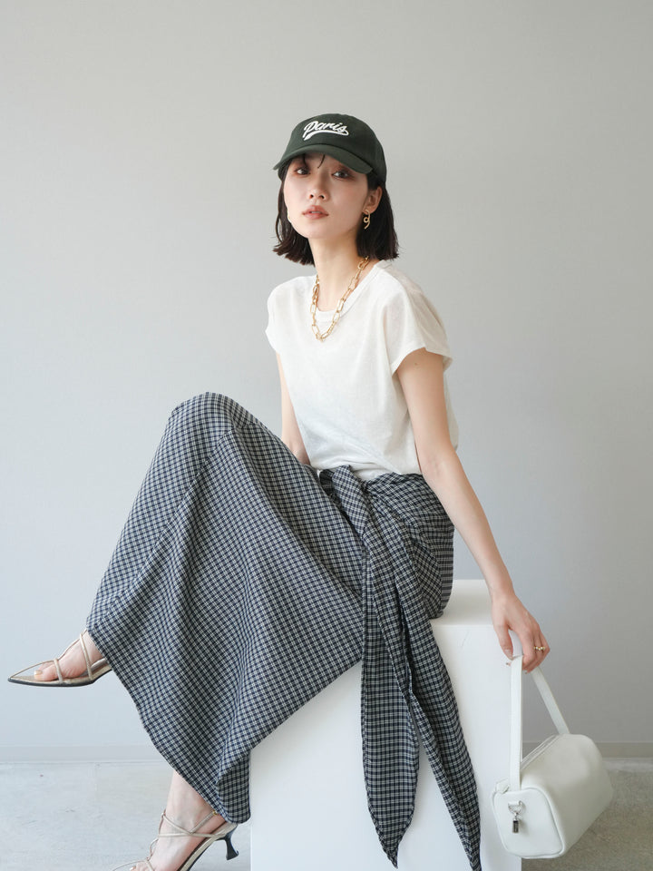 [SET]シアーベロアプルオーバー+サイド巻きツイルスカート(2set)