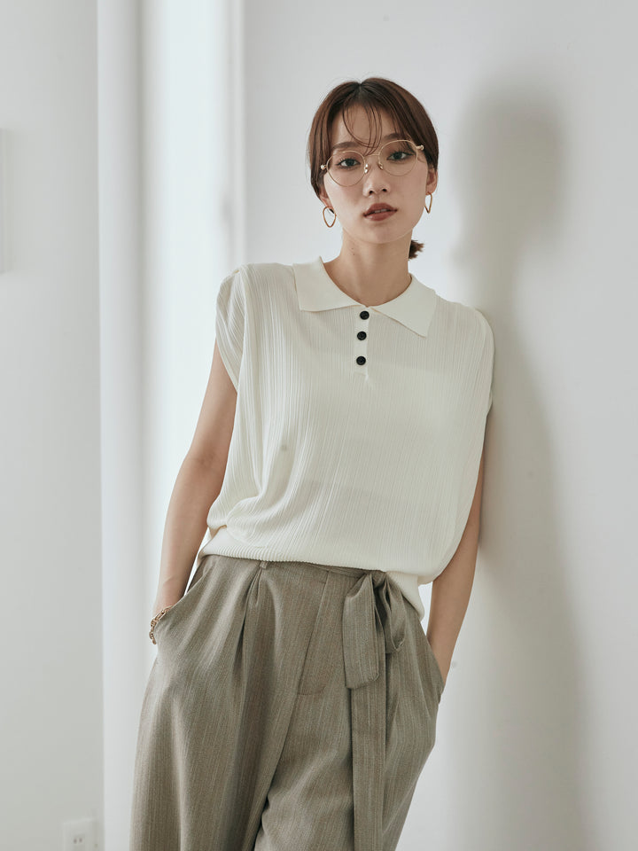 [予約]ランダムリブポロニットベスト/オフ