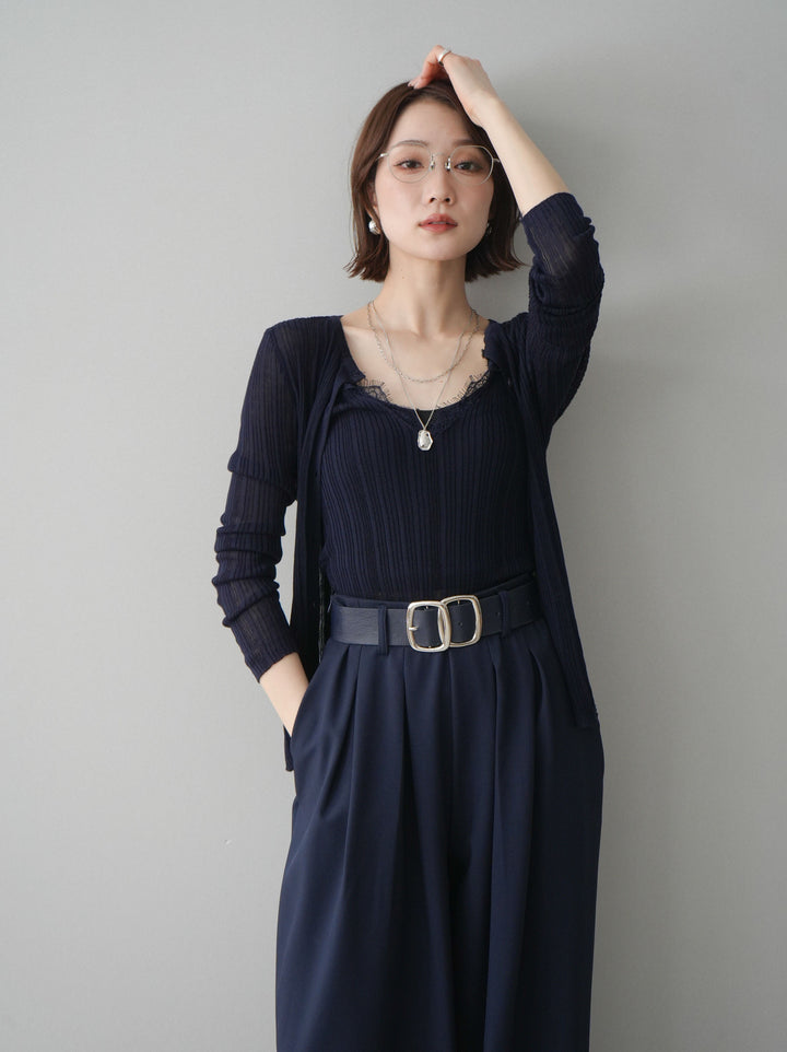 [予約]インナーレースキャミソール＆カーディガンアンサンブル/navy