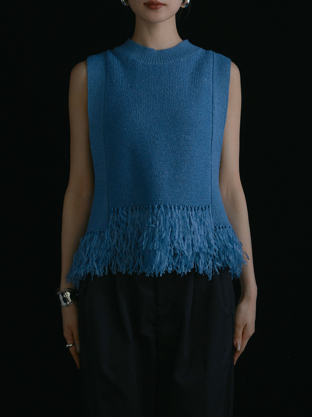 [予約]フェザーヤーンニットベスト/ブルー