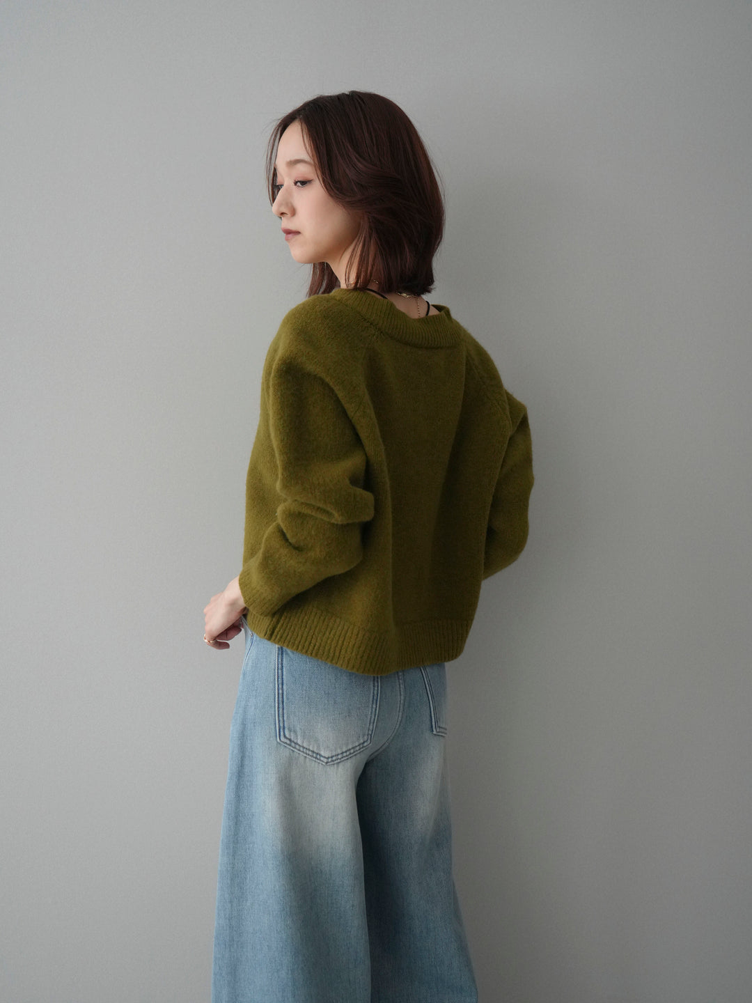 [予約]BIGボタンニットカーディガン/ green