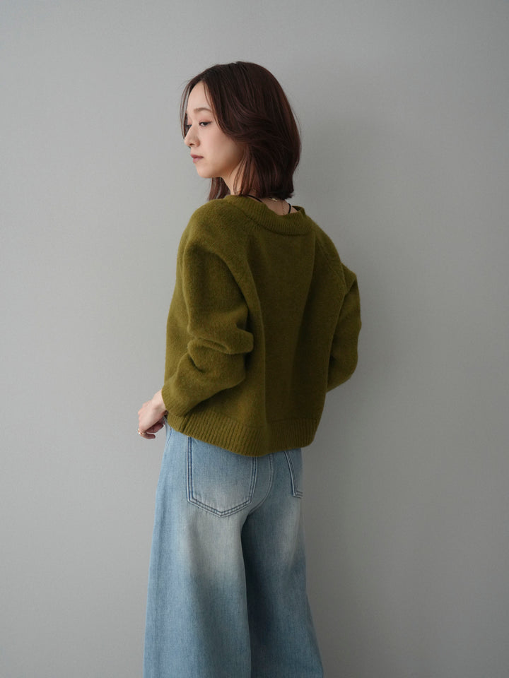 [予約]BIGボタンニットカーディガン/ green
