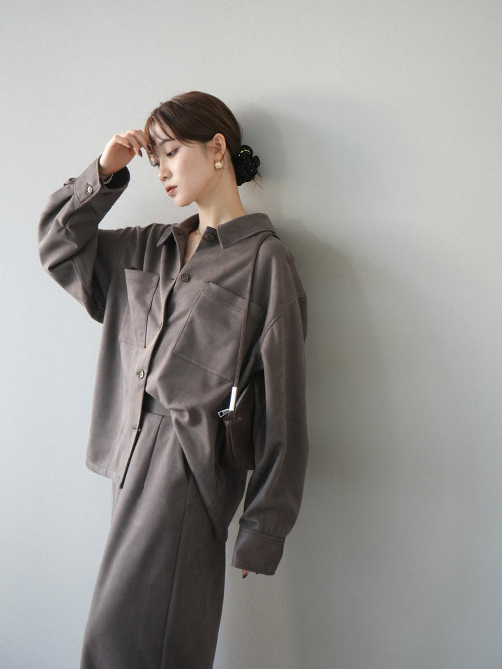 [予約]スエードシャツジャケット/チャコール