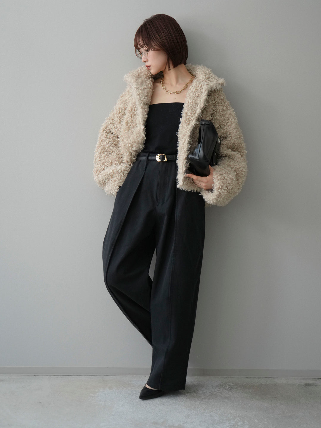 [予約]プードルファーミドルスタンドブルゾン/ivory