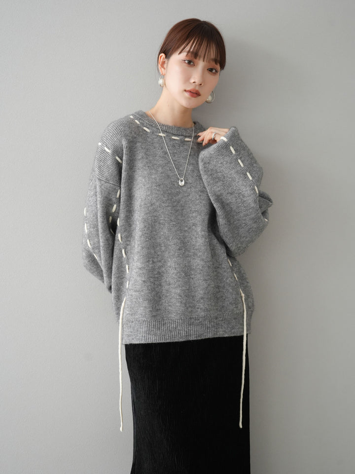 [預訂] 針織設計套頭衫/灰色