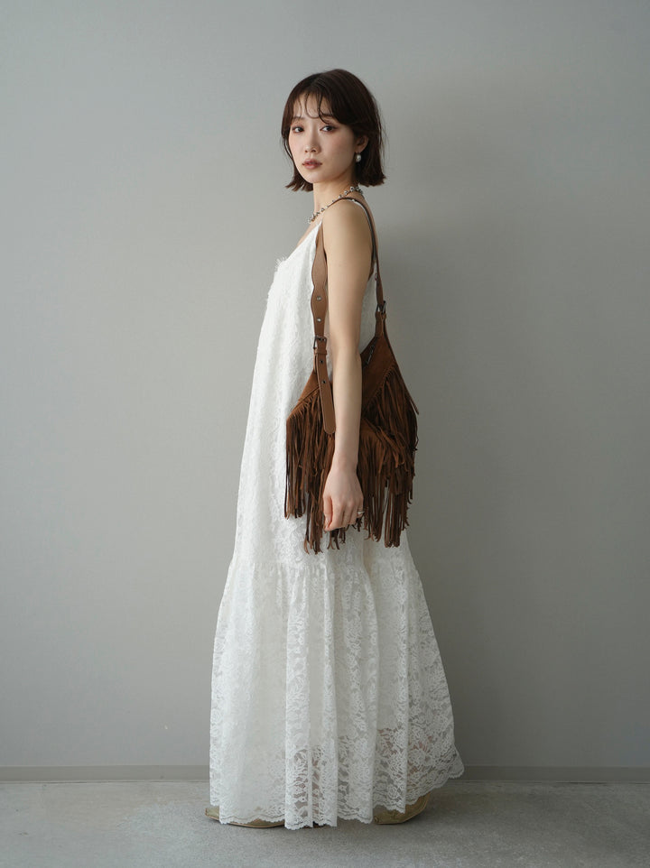 [SET]ギャザー切替レースキャミワンピース+選べるアクセセット(2set)