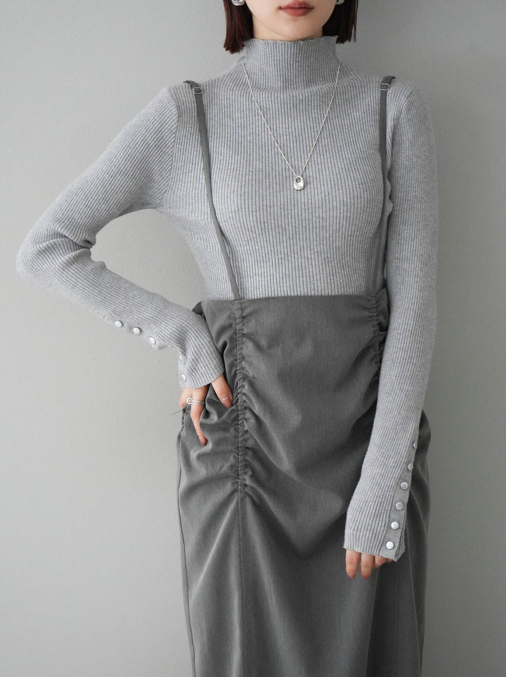 【預購】褶皺吊帶裙/炭灰