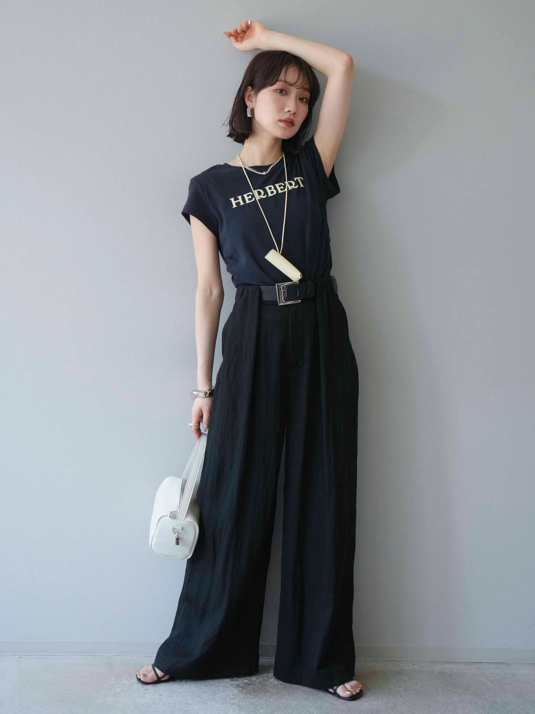 【預購】寬褲配大皮帶/黑色