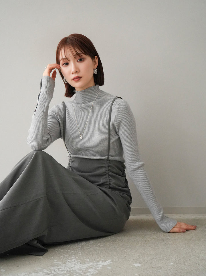 【預購】褶皺吊帶裙/炭灰