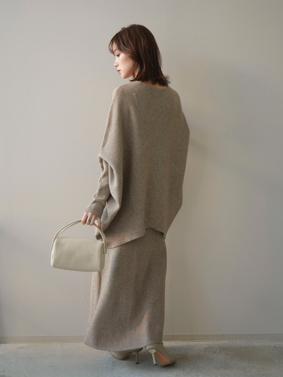 [SET]ウール混ドルマンニット&スカートSET UP(2set)