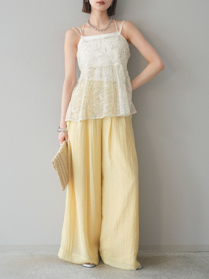 [予約]シアータックワイドパンツ/イエロー