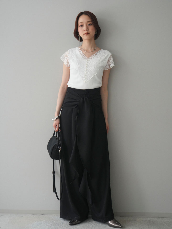 [予約]ラッフルベルトワイドパンツ/black