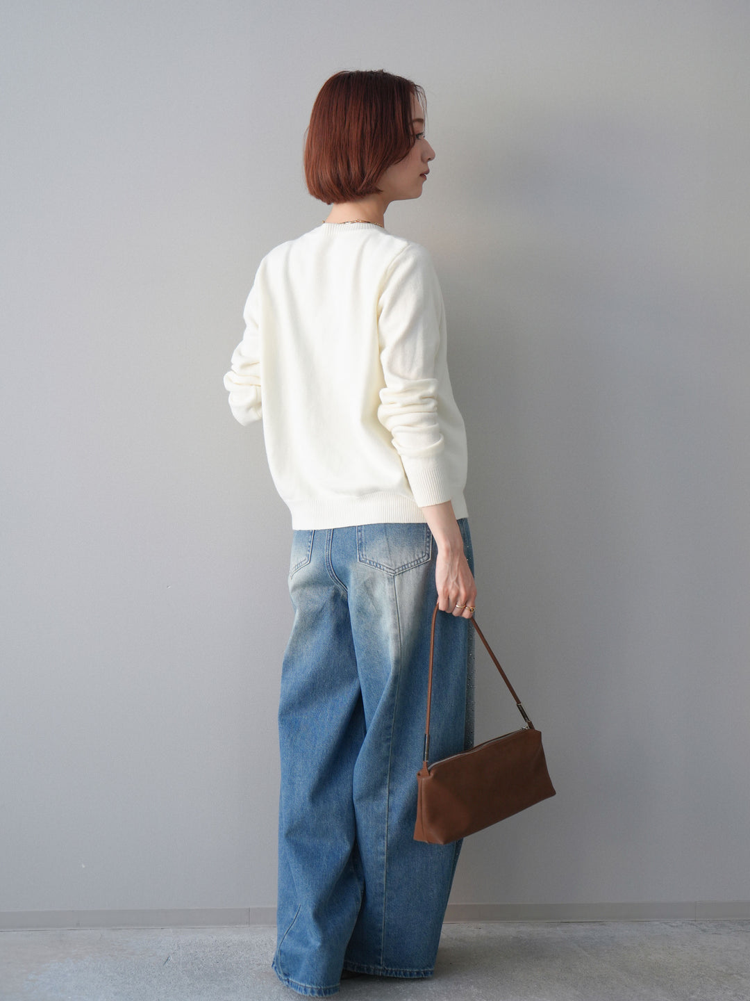 [予約]フロントビジューカーブデニムパンツ/blue