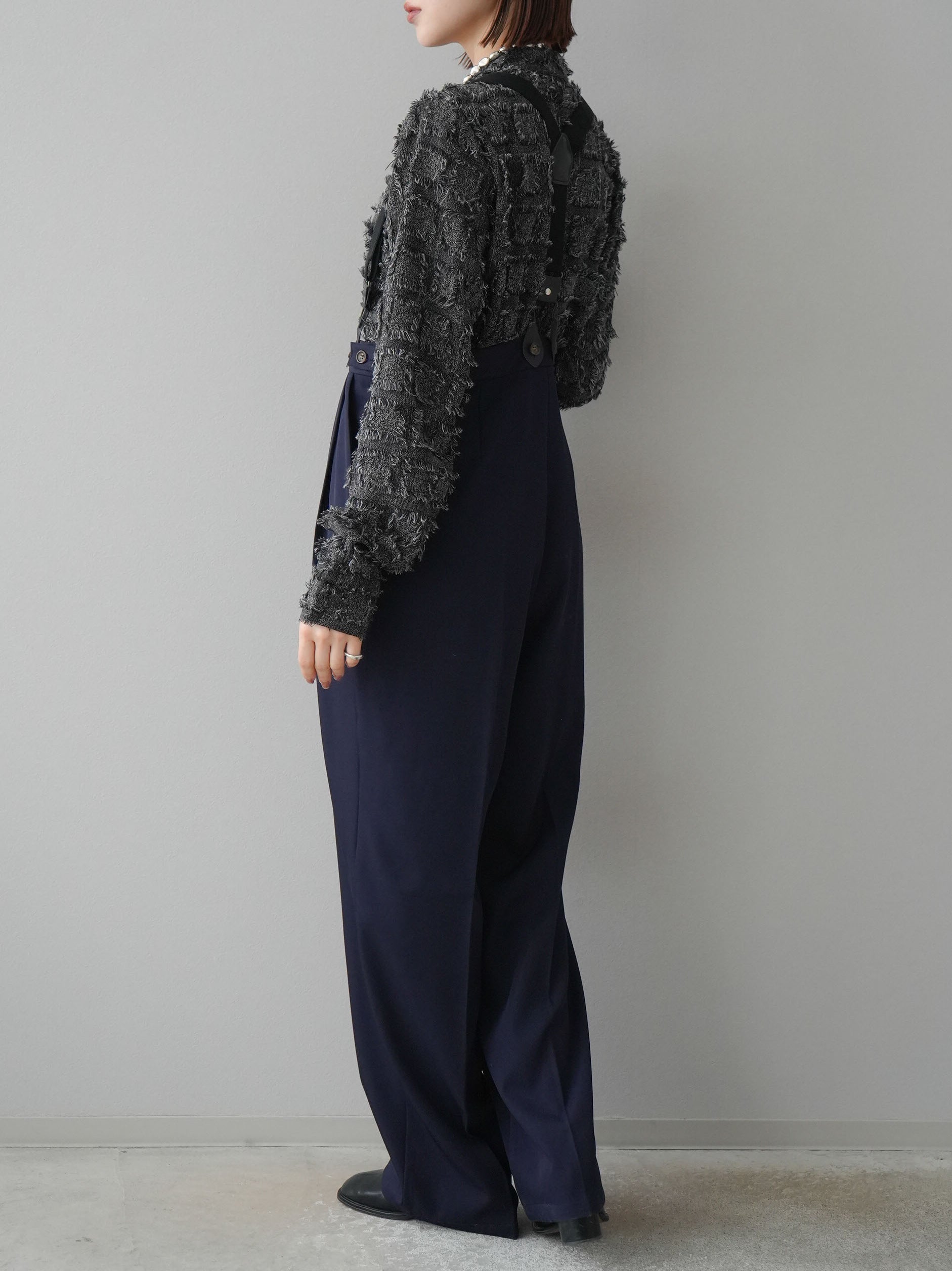 予約]サスペンダー付きツイルパンツ/ネイビー – Lumier