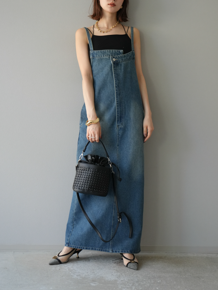 【預購】不對稱牛仔洋裝/藍色