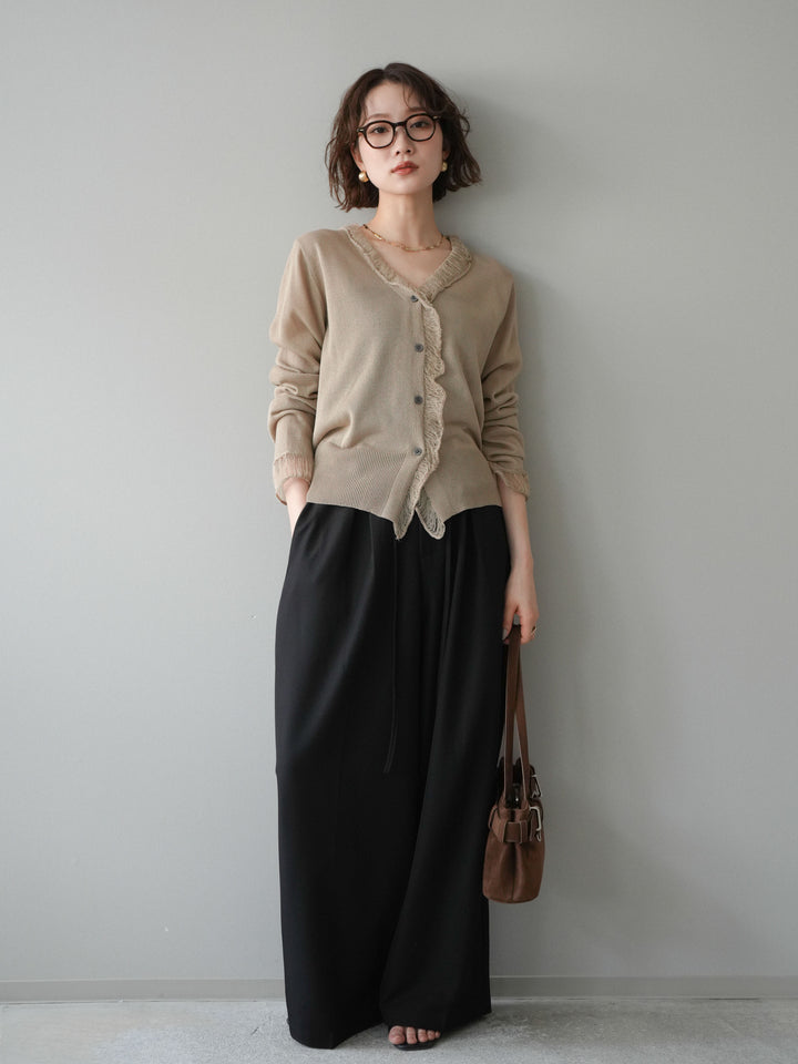 [予約]ドロストデザインワイドスラックス/black