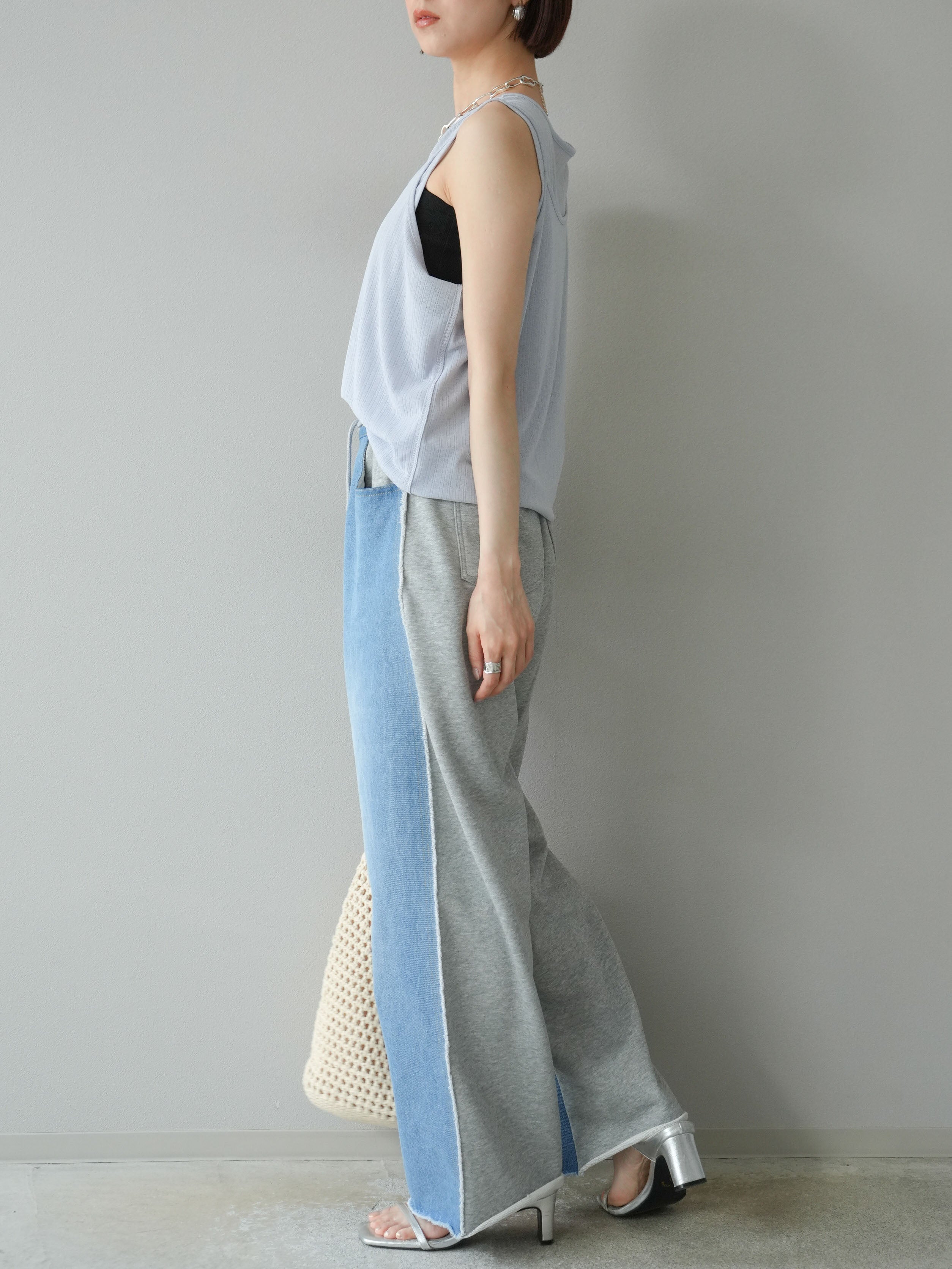 予約]デニムドッキングスウェットパンツ/グレー – Lumier