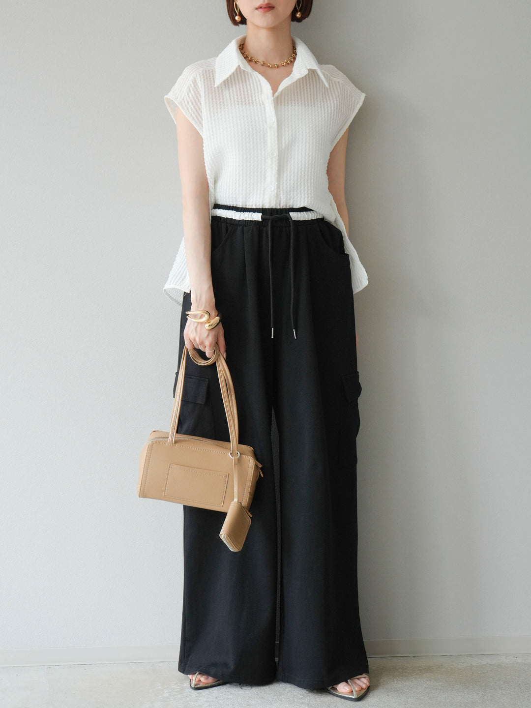 【預購】腰部側袋運動褲/黑色