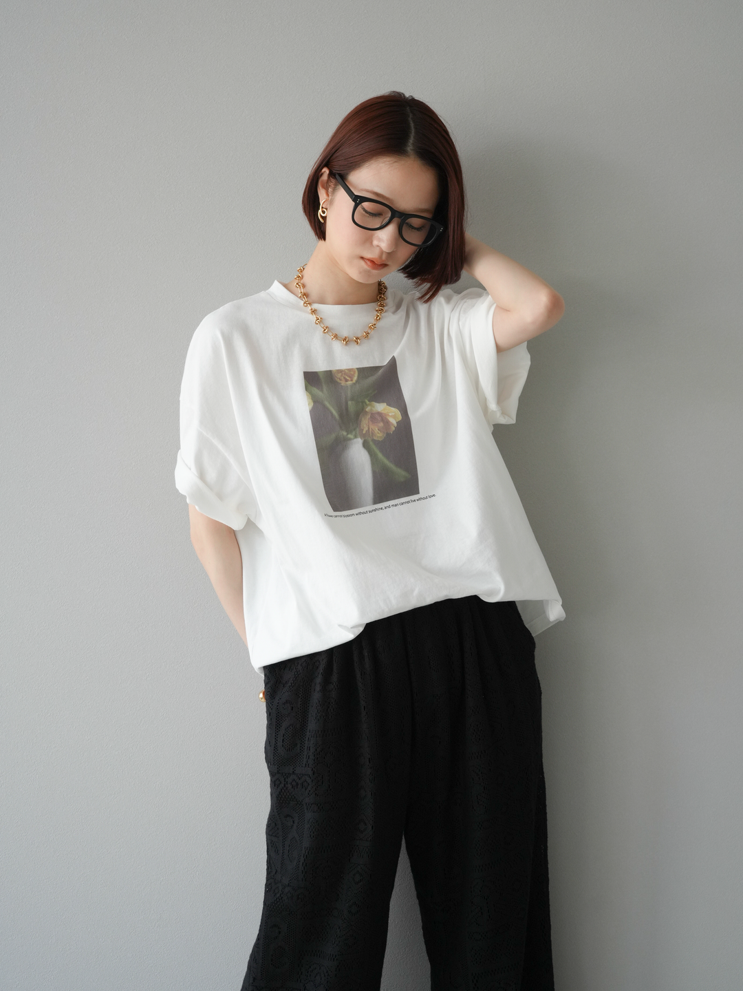 [SET]フラワーフォトビッグTシャツ+選べるアクセセット(2set)