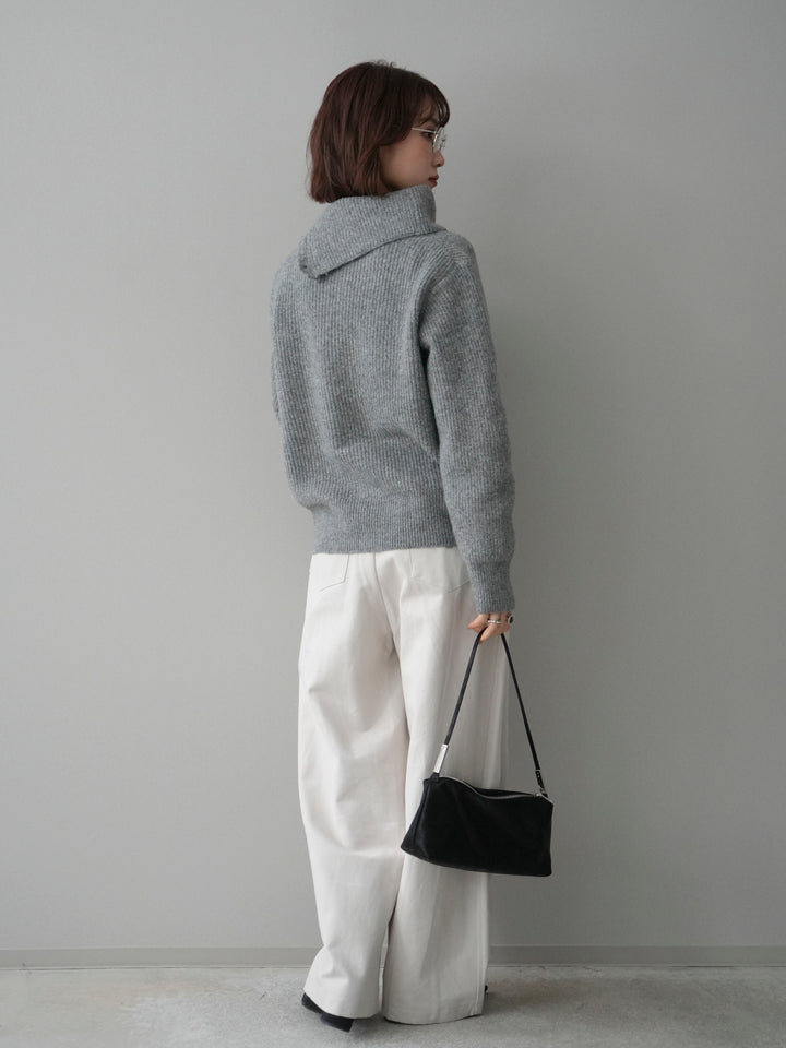 [SET]ハイネックデザインボタンニットカーディガン+コットンツイルカーブパンツ(2set)