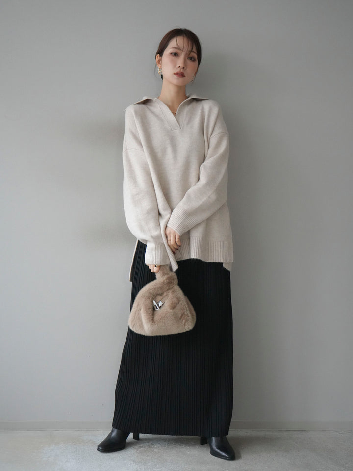 [予約]プリーツIラインスカート/black