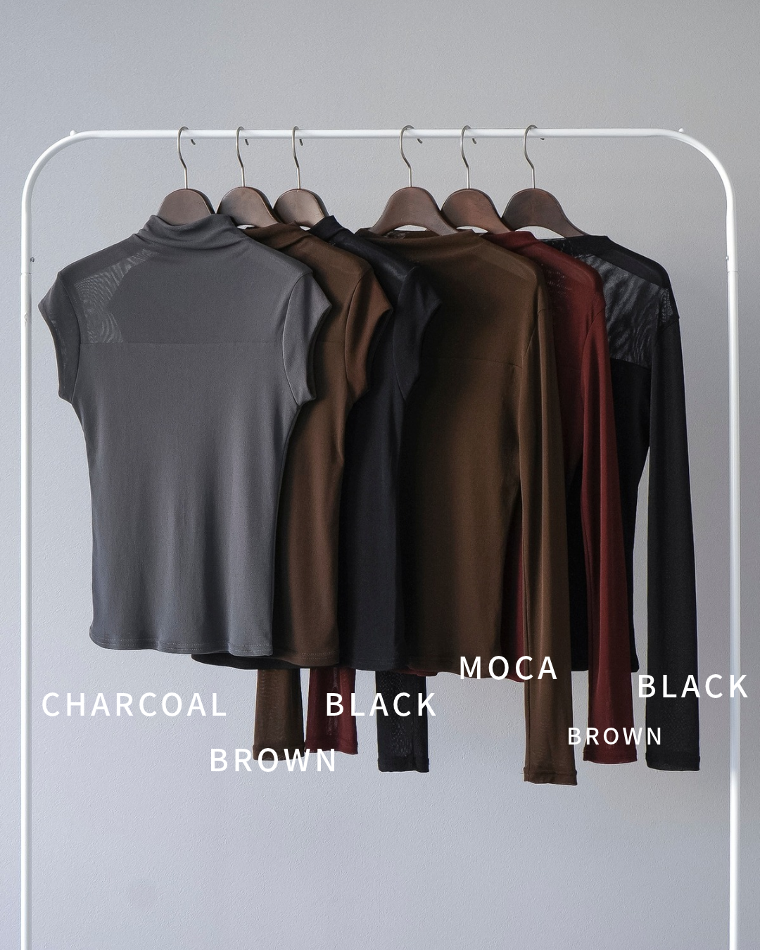 [SET]シアー切替ストレッチ長袖トップス+シアー切替ストレッチトップス(2set)